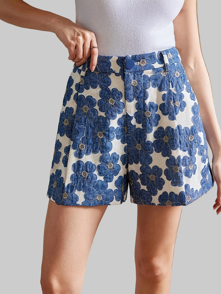 Dames Korte Broek Met Hoge Taille En Bloemenprint
