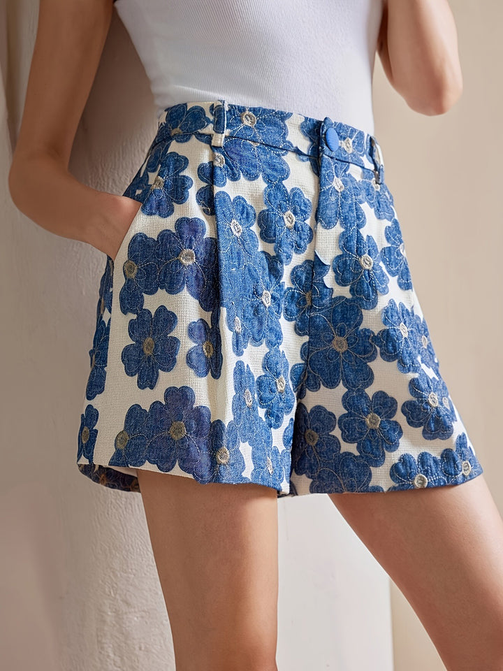 Dames Korte Broek Met Hoge Taille En Bloemenprint