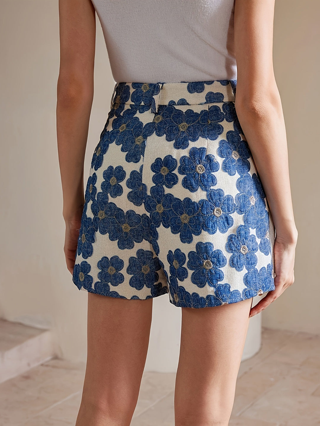 Dames Korte Broek Met Hoge Taille En Bloemenprint