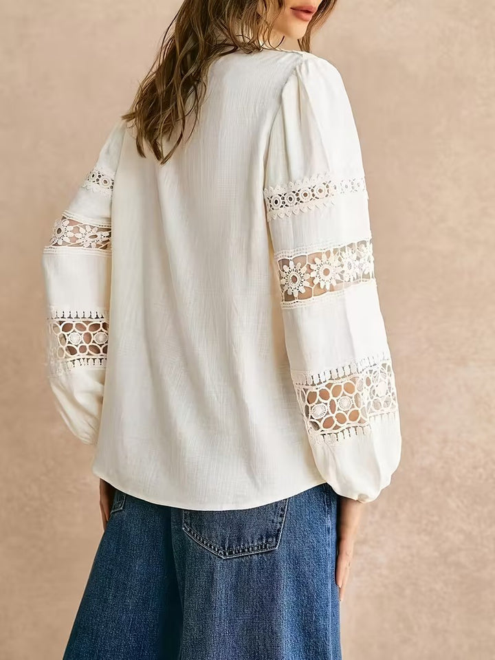 Dames Langemouwen Overhemd met Kant