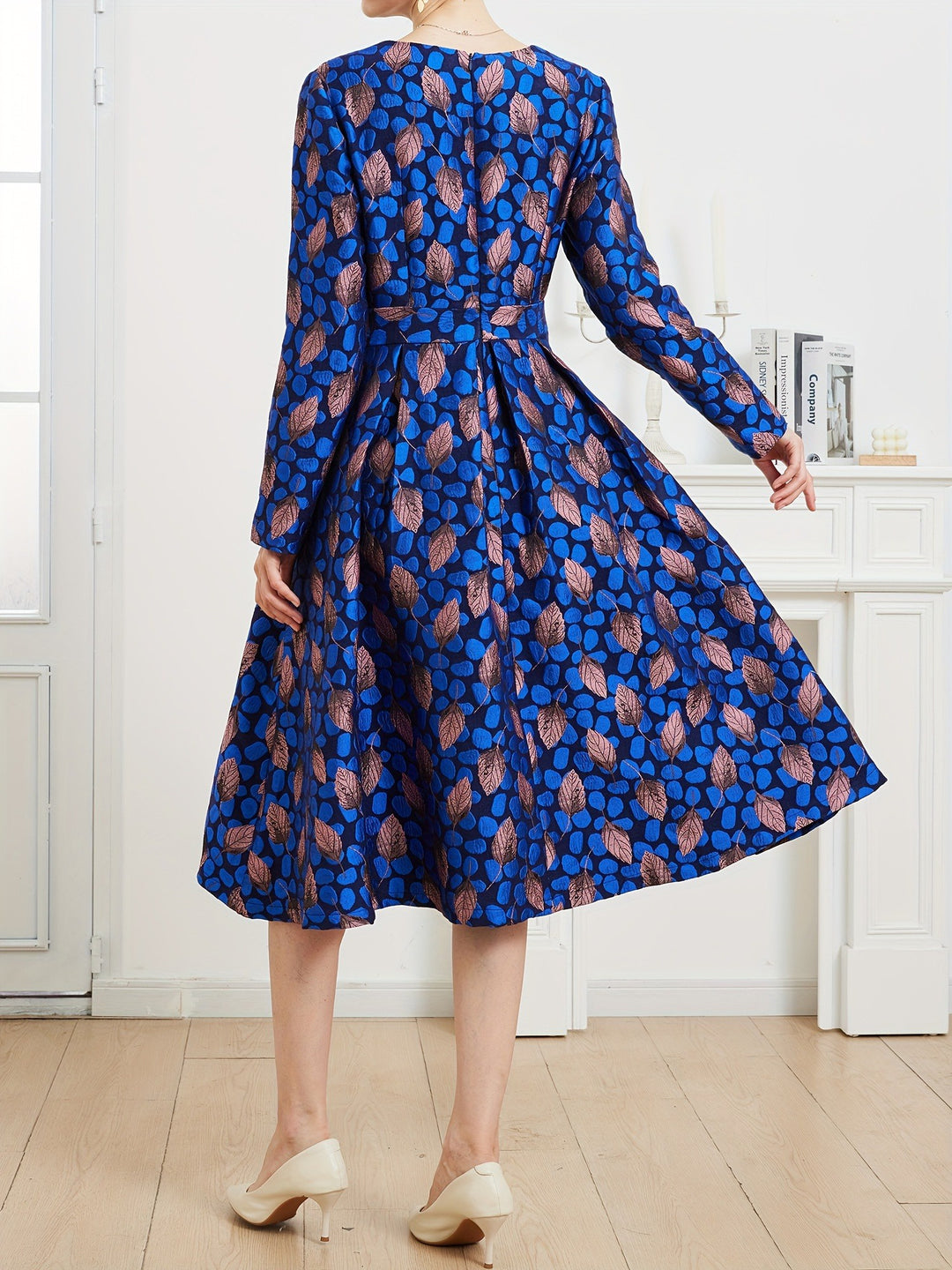 Dames Midi Jurk Met Bladerenprint