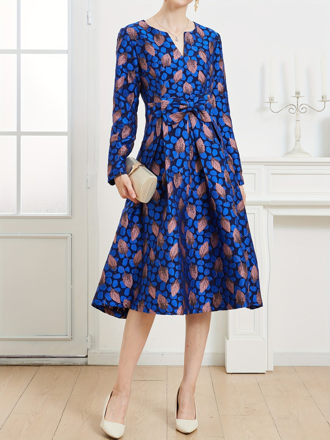 Dames Midi Jurk Met Bladerenprint