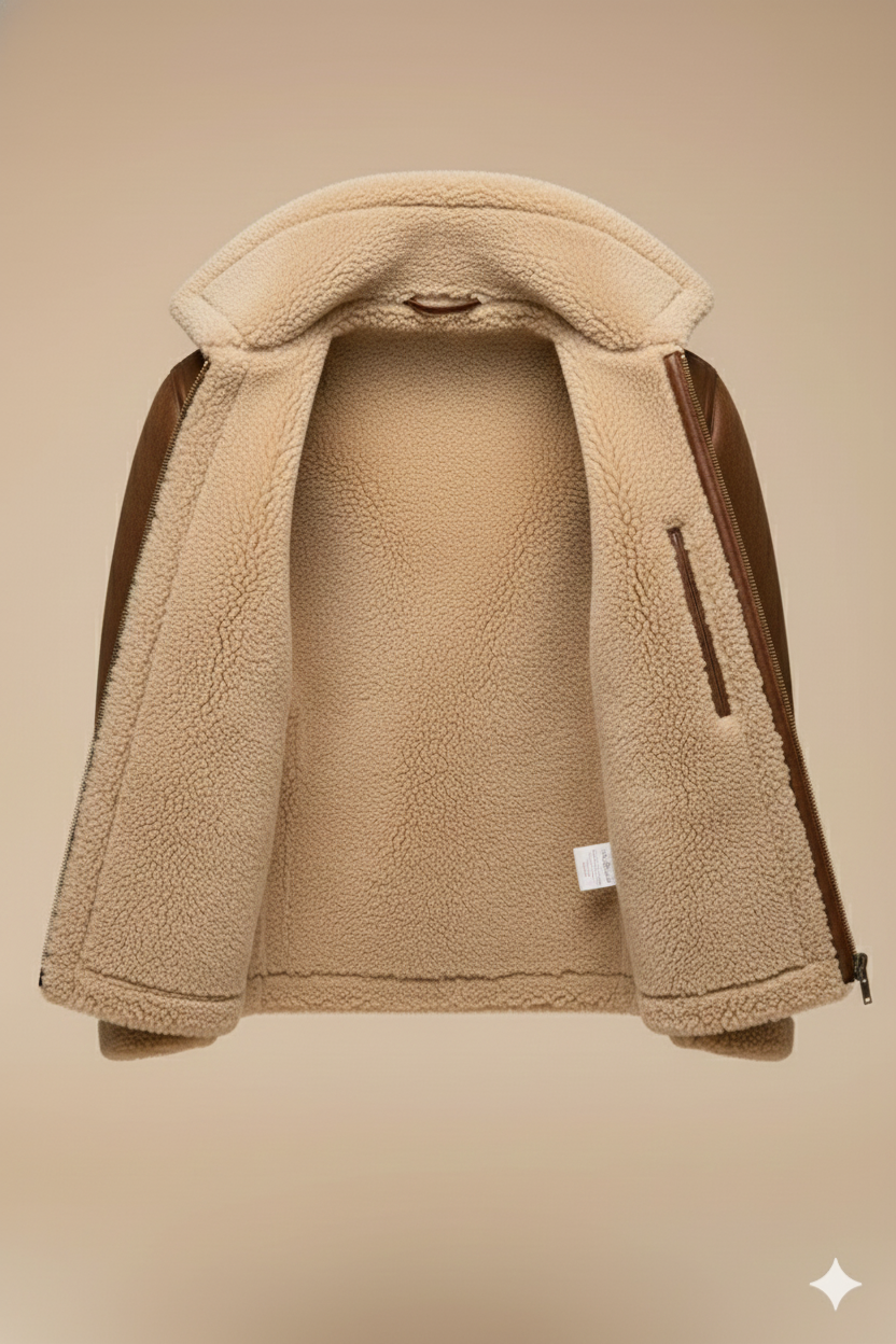 Heren Emil Aviator Jas Sherpa Gevoerd