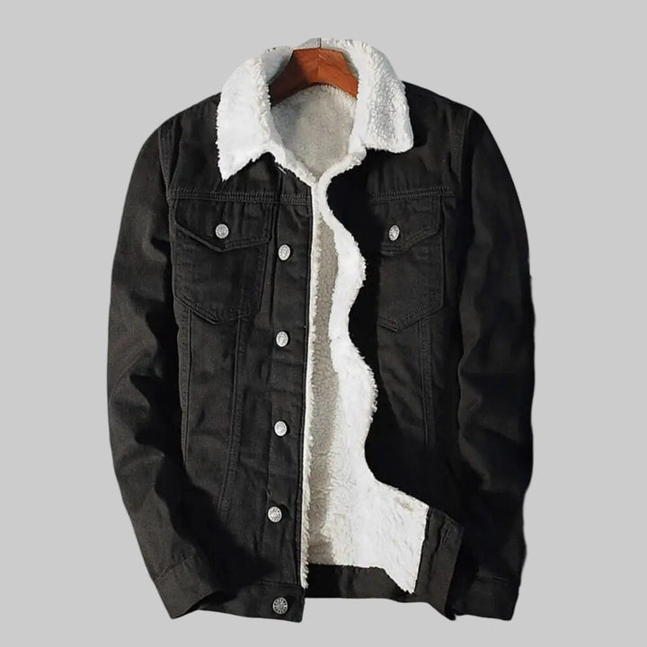 Heren Denim Fleece Jas Herfst Winter