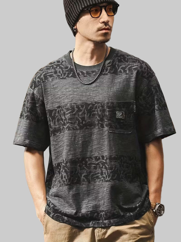 Heren Gestreept T-shirt Met Borstzak