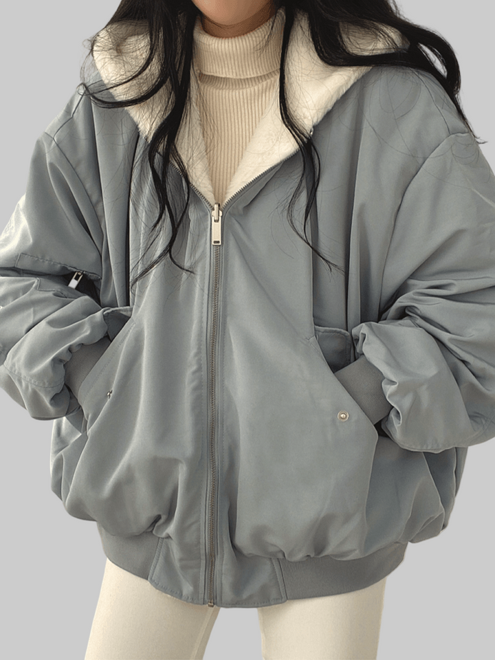 Omkeerbare winterjas voor dames met capuchon